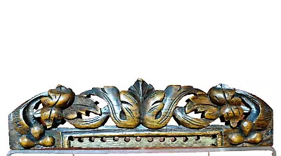 Scroll Leaves Berry Carving Pediment 11 In Antique French Architectural Salvage • $99