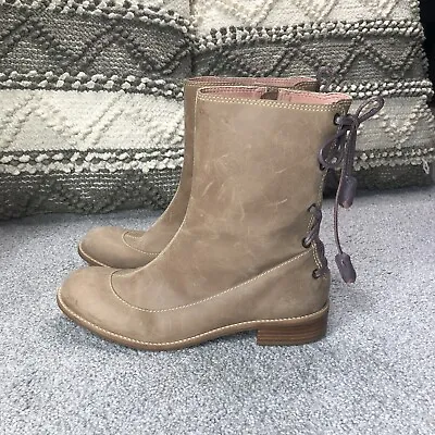 Anthropologie Miss Albright Boots Full Zip LaceUp Renaissance Leather Sz 9 • $49.98