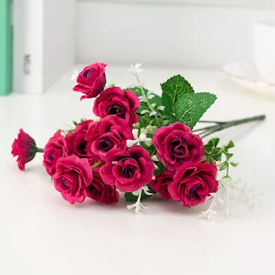 15 Heads Silk Rose Artificial Flowers Fake Bouquet Wedding Home Party Decor UK • £3.08