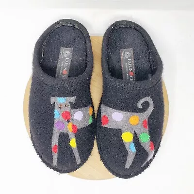 £38.41 • Buy Haflinger Jack Womens 37 Slippers Black Dog Spots Colorful Slip On Mule Shoes