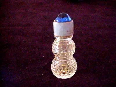 Antique Cut Glass  Miniature Perfume Bottle Blue Stone • $19