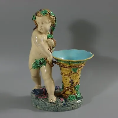 Minton Majolica Putti With Basket Vase • $1318.50