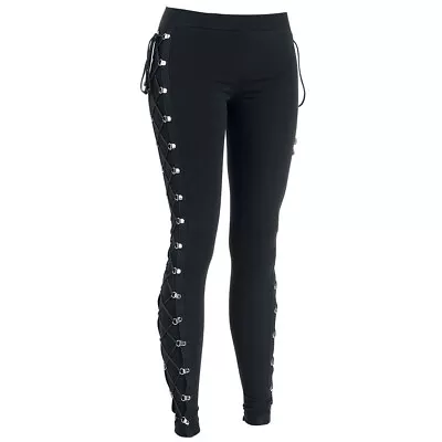 Fashion Women Side Gothic Lace Up Leggings Skinny Pencil Pants Casual Trousers • £17.99
