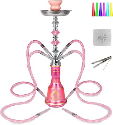 21'' 4 Hose Hookah Set With Everything Glass Shisha Vase - Include 50 Disposable • $49.99