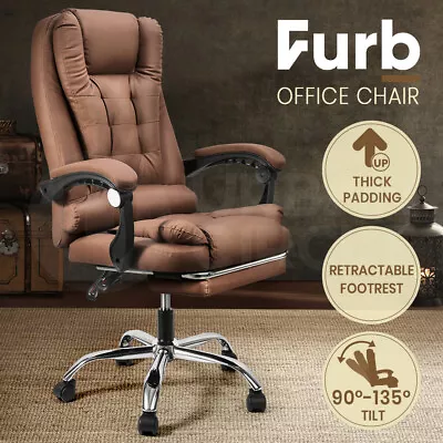 Furb Office Chair Executive Gaming Computer Study PU Leather Recliner Footrest • $119.95