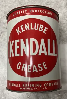 Vtg Kendall 5lb Grease Can Gas Oil Sign Advertising Kenlube Empty Garage Display • $49