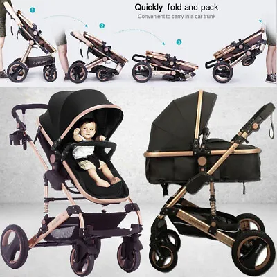 $299.09 • Buy Baby Stroller Cart 3 In 1 Pram Foldable Pushchair High View Bassinet Reclining
