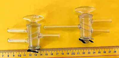 $25 • Buy Solid Glass Three-Way High Vacuum Double Oblique Bore Stopcocks With Glass Plugs