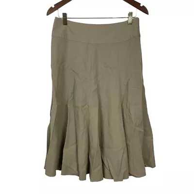 J. Jill Women's 8 Midi Skirt Lyocell Linen Blend Tan Khaki A-Line Casual • $16.99