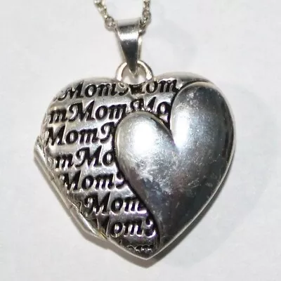 Sterling Silver Heart Mom Locket Necklace • $20