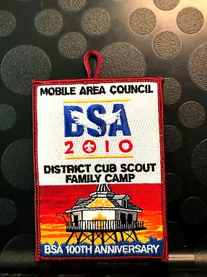 BSA MOBILE AREA COUNCIL 2010 DISTRICT CUB SCOUT FAMILY CAMP 100th ANN PATCH • $7.69