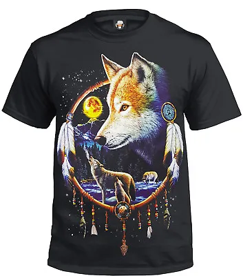 DREAM CATCHER T-Shirt/Native American/Wolf/RedIndian/Biker/Unisex/Xmas Gift/Top  • £12.99