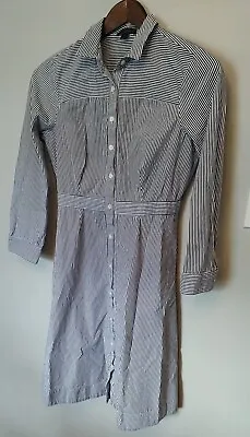 J.Crew Button-Down Shirt Dress White/Blue Striped Cotton Size 10 Excellent • $25.68