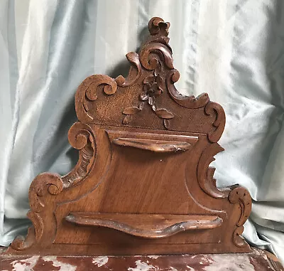 12” French Antique Wood Pediment Crest Salvage Finial Carved 1800s Rococco • $199.99