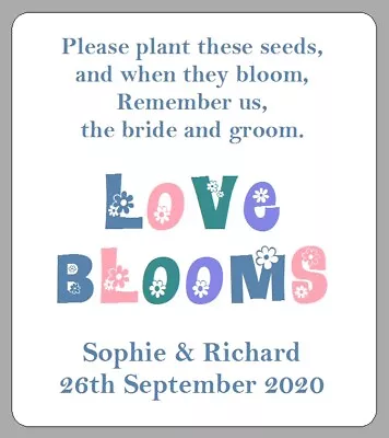 £2.70 • Buy Wedding Favour Seed Stickers Personalised Love Blooms Labels For Envelopes/Bags