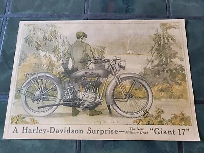 Vintage HARLEY DAVIDSON Motorcycle Military Drab Dealer Print Poster Sign • $89.99