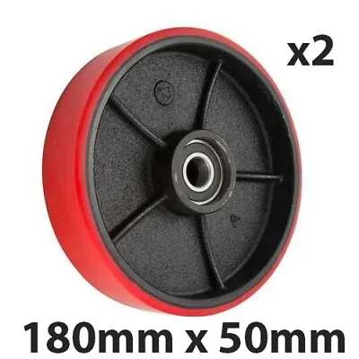 X2 PALLET TRUCK STEERING WHEEL / RED POLYURETHANE/ OD 180X50mm WITH BEARINGS • £34.99