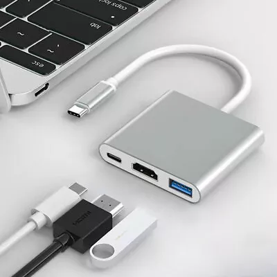 3 In 1 Hub Type C To USB-C HDMI USB 3.0 Adapter Converter Cable For MacBook Pro • $10.99