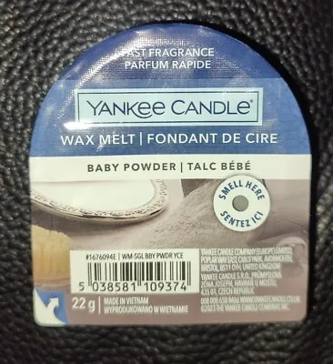 Yankee Candle Wax Melts - Baby Powder - Up To 8 Hours Of Fragrance - White • £7.99