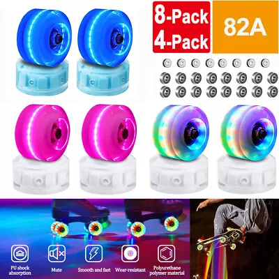 4x/8x Skateboard Roller Skates Wheels With Bearings Set Luminous Wheel 82A 58mm • $20.99