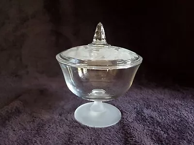 Vintage Clear And Frosted Glass Covered Candy Dish 6  • $11.99