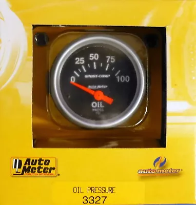 Auto Meter 3327  Sport Comp Oil Pressure Gauge Electric 0-100 PSI 2 1/16 • $106.01