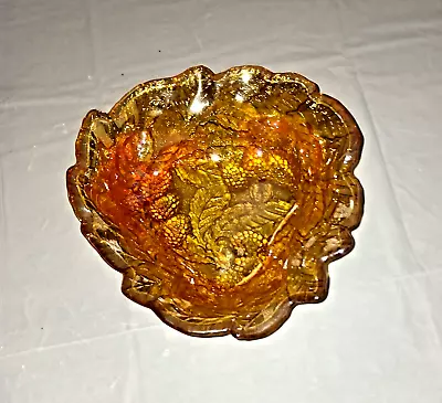 Amber Carnival Glass Indiana Glass Candy Dish • $19.99