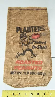 Vintage Planters Salted In-Shell Roasted Peanuts 1 Lb. Burlap Sack Football • £42.75