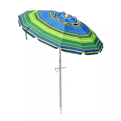 Yescom 6/7/8 Ft Striped Outdoor Umbrella UV Protection Sunshade Tilt Sand Anchor • $30.99