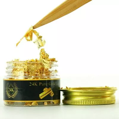 25mg 24K Gold Flakes Edible Genuine Gold Leaf Flakes Decorative Cake Cooking SPA • $10.95