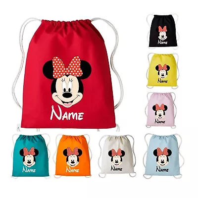 Personalised Your Name Minnie Mouse Drawstring Bag Gym School Rucksack Kids Bag • £6.99