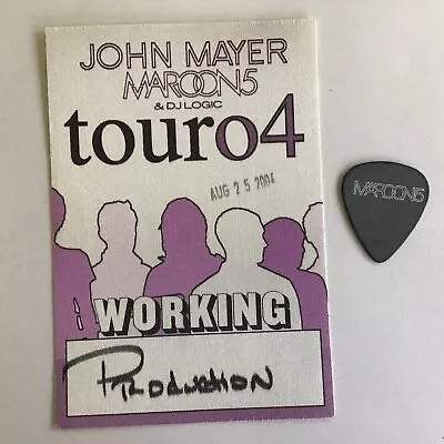 John Mayer W/Maroon 5 Cloth Backstage Pass 2004 With Jack Valentine Guitar Pick • $29.99