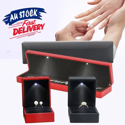 $10.25 • Buy LED Lighted Display Gift Ring Pendant Jewelry Necklace Box Jewellery Case Holder
