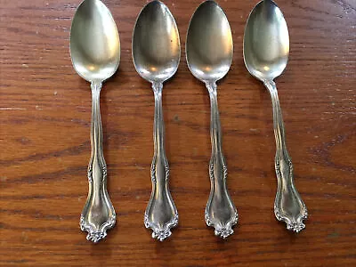 1847 Rogers Bros XS Triple Faneuil Flatware 4 Soup Spoons Antique Art Nouveau • $13