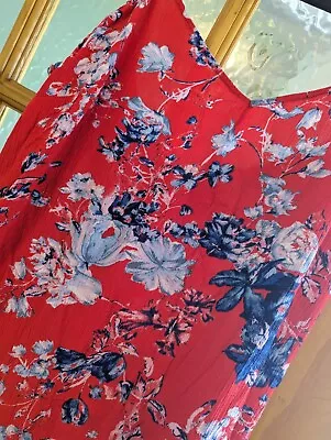 M&S Marks And Spencer Red Floral Sun Midi Dress 16 • £9