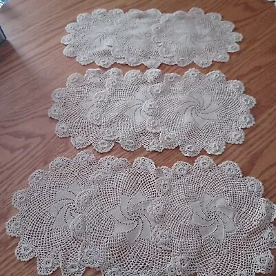 Set 9 Vintage 6 1/2  Vintage Doilies Off White (Beige) • $9.99