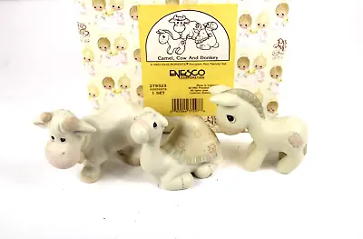 $39.99 • Buy Vintage Enesco PRECIOUS MOMENTS Camel, Cow And Donkey 3 Piece Set #279323 In BOX