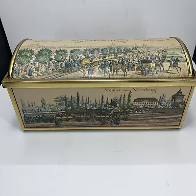  E Otto Schmidt Vintage Cookie Tin Container Germany Railroad • $13