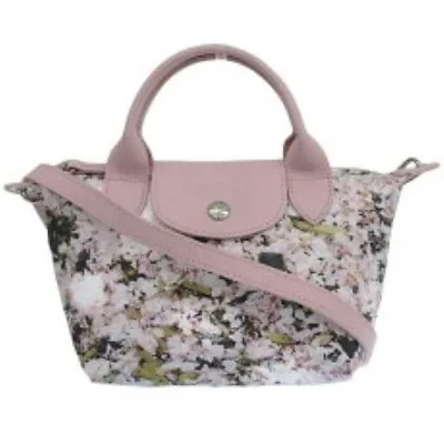 Longchamp PLIAGE CUIR FLORAL 2WAY Handbag Limited Edition PINK Canvas Leather • $245.64