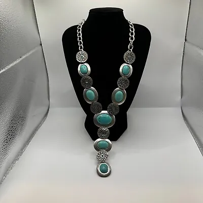 Vintage Turquoise And Silver Necklace Vintage 70's Good Condition For Age.  • £45