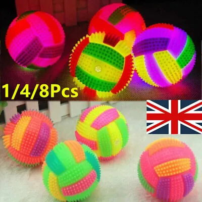 8pcs Pet Dog LED Light Up Flashing Play Chasing Bounce Rubber Training Ball Toys • £11.15