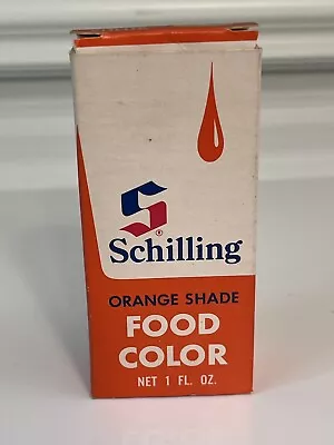 Schilling McCormick Food Coloring Orange Shade Box Bottle 1 Oz Prop Vintage • $6.99