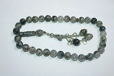 Islamic Prayer Beads 33 Natural Agate Aqeeq Islamic Rosary Masbaha Tasbeh سبحة • $110.50