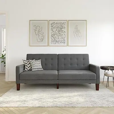 $541.52 • Buy Convertible Couch Sleeper Sofa Bed Linen Tufted Lounger Futon Living Room Gray