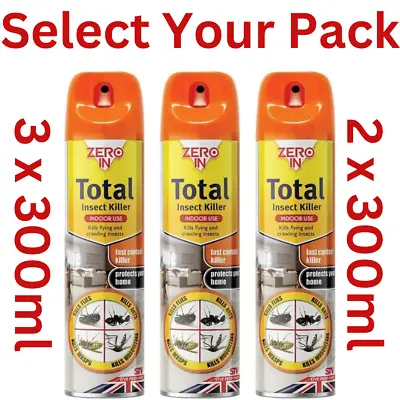 Insect Killer Aerosol Spray 300ml Flies Midges Ants Wasps Mosquitoes Indoor Use • £7.69