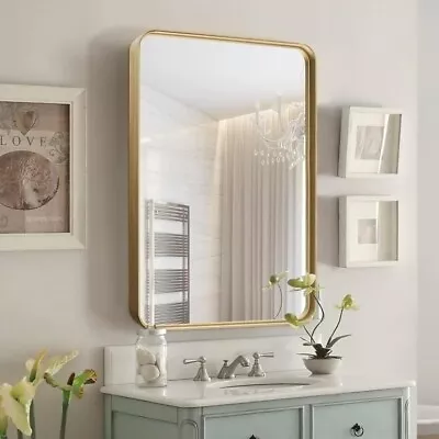 Rectangluar Vanity Mirror Wall Mounted Bathroom Gold Metal Frame • $74.50