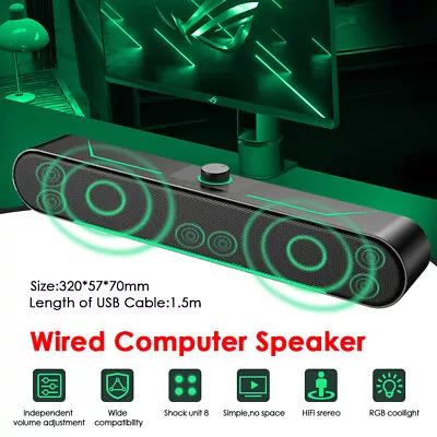 Bluetooth Wired PC Computer Speaker For Desktop PC Monitor Laptop Stereo Speaker • $27.74