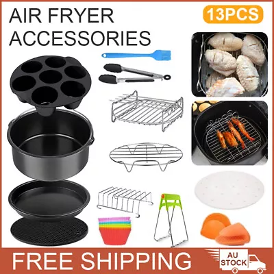 8 Inch Air Fryer Frying Cage Dish Baking Pan Rack Pizza Tray Pot Accessories AU • $25.90