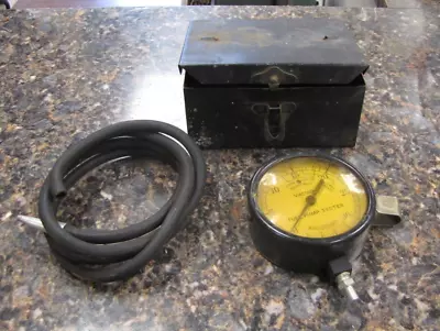 Vintage Vacuum Gauge Fuel Pump Pressure Tester With Metal Box - AX49 • $14.99