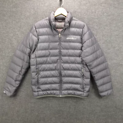 Eddie Bauer Jacket Men's Medium Gray EB650 Down Insulated Full Zip Coat • $34.99